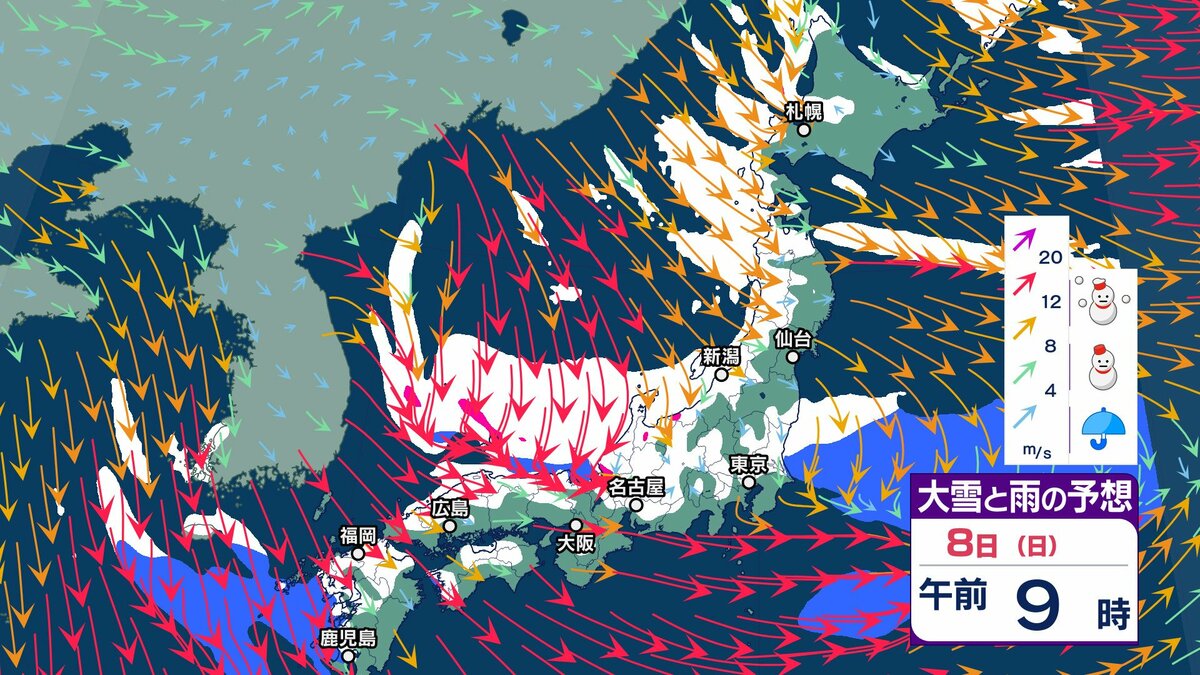 大雪情報】四国地方 8日～9日頃にかけて山地を中心に大雪となり平地
