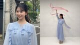 【 キンコン梶原の長女・梶原叶渚 】 水色フリルワンピ姿のオフショット 「久しぶりにリボンさわりました」 リボン技を披露|TBS NEWS DIG