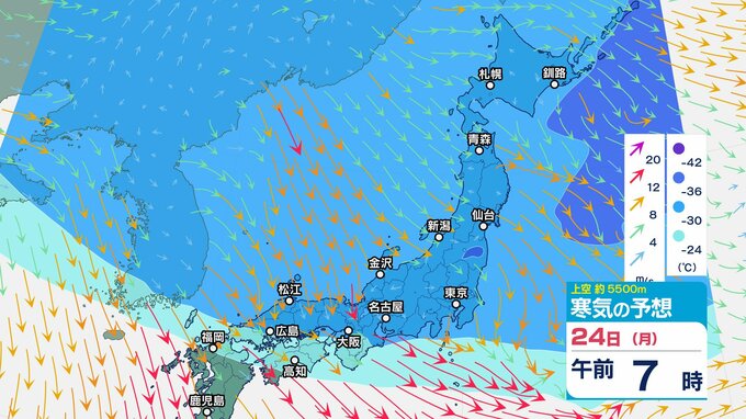【大雪情報】北陸は24日にかけ平地も含め大雪…上空5500メートルに氷点下33℃以下の寒気 “嵐の使者” 断続的に強まる【雪と雨のシミュレーション】|TBS NEWS DIG