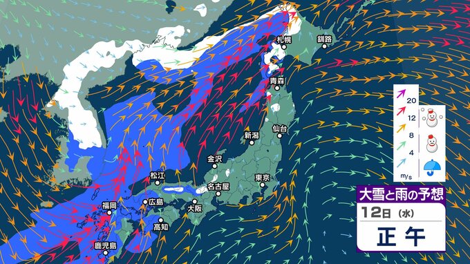 12日は日中の気温は広く3月並みに　関東など春一番の可能性「大」雪山では雪崩に注意　13日は一転冬本番の寒さに逆戻り【大雪と雨と風のシミュレーション】|TBS NEWS DIG