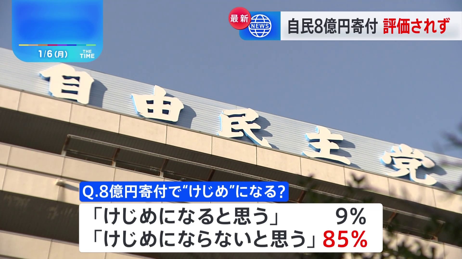 自民党、裏金問題に対する“党の政治的けじめ”として8億円寄付