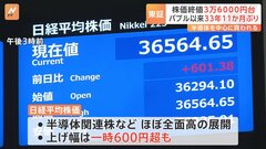 日経平均終値が33年11か月ぶりに3万6000円超え　2営業日連続でバブル後の最高値を更新| TBS CROSS DIG with Bloomberg