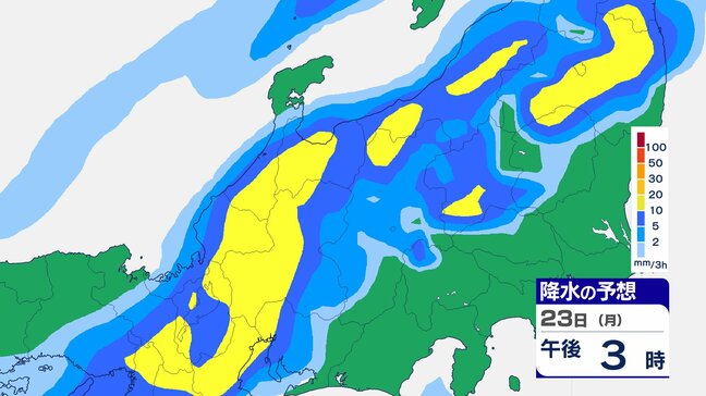 前線が北陸地方に南下し停滞の見込み…“警報級”大雨のおそれ　北陸地方　【雨風シミュレーション】多いところで1時間に30mmの雨量の予想|TBS NEWS DIG