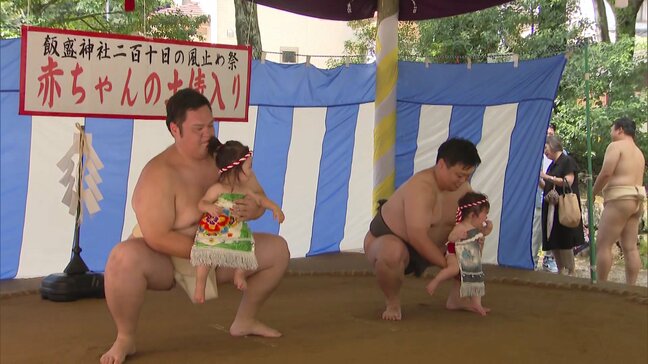 健やかな成長祈り赤ちゃんの土俵入り　飯盛神社で「風止祭」|TBS NEWS DIG