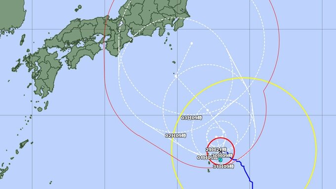 【台風情報】台風9号（クローサ）動きが遅く31日にかけて小笠原近海に停滞、その後関東方面へ　24時間雨量は最大120ミリで影響は長引く見込み　気象庁　|　山形のニュース│TUYテレビユー山形