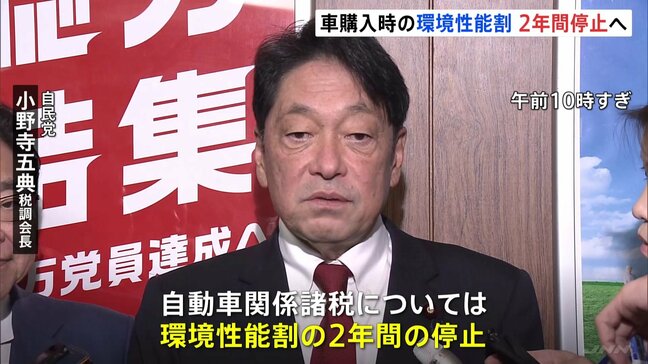 自動車購入時に課税の「環境性能割」2年間停止の方針固める　EVには重量に応じて課税の新たな仕組みも|TBS NEWS DIG