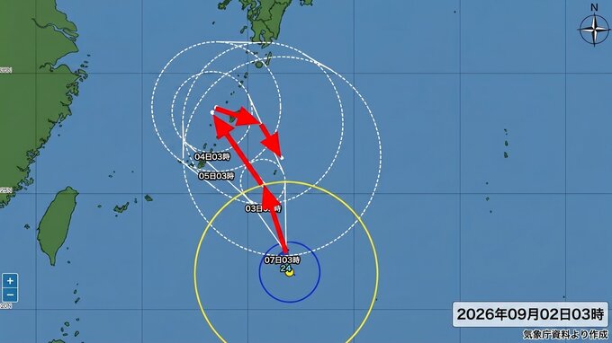 【台風情報】台風24号(クロヴァン)は“Uターン停滞”か　4日にかけ奄美・沖縄接近へ　湿った空気で本州も大雨警戒【最新進路】　|　長崎のニュース | 天気 | NBC長崎放送