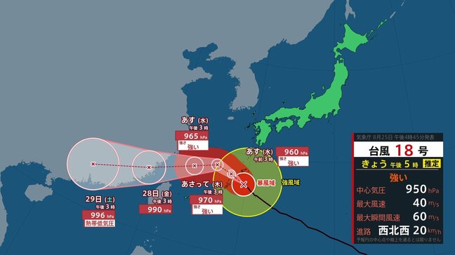 【26日の天気】西日本は40℃に迫る暑さ 沖縄・奄美は台風18号が最接近 最大瞬間風速60メートル予想で家屋倒壊のおそれも【台風情報】|TBS NEWS DIG