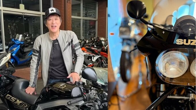 【大鶴義丹】80年代の大型バイク「油冷さん」を自宅に招く　馴染みの愛車「カタナさん」と並べてご満悦　アルミパーツも削り出して装着|TBS NEWS DIG