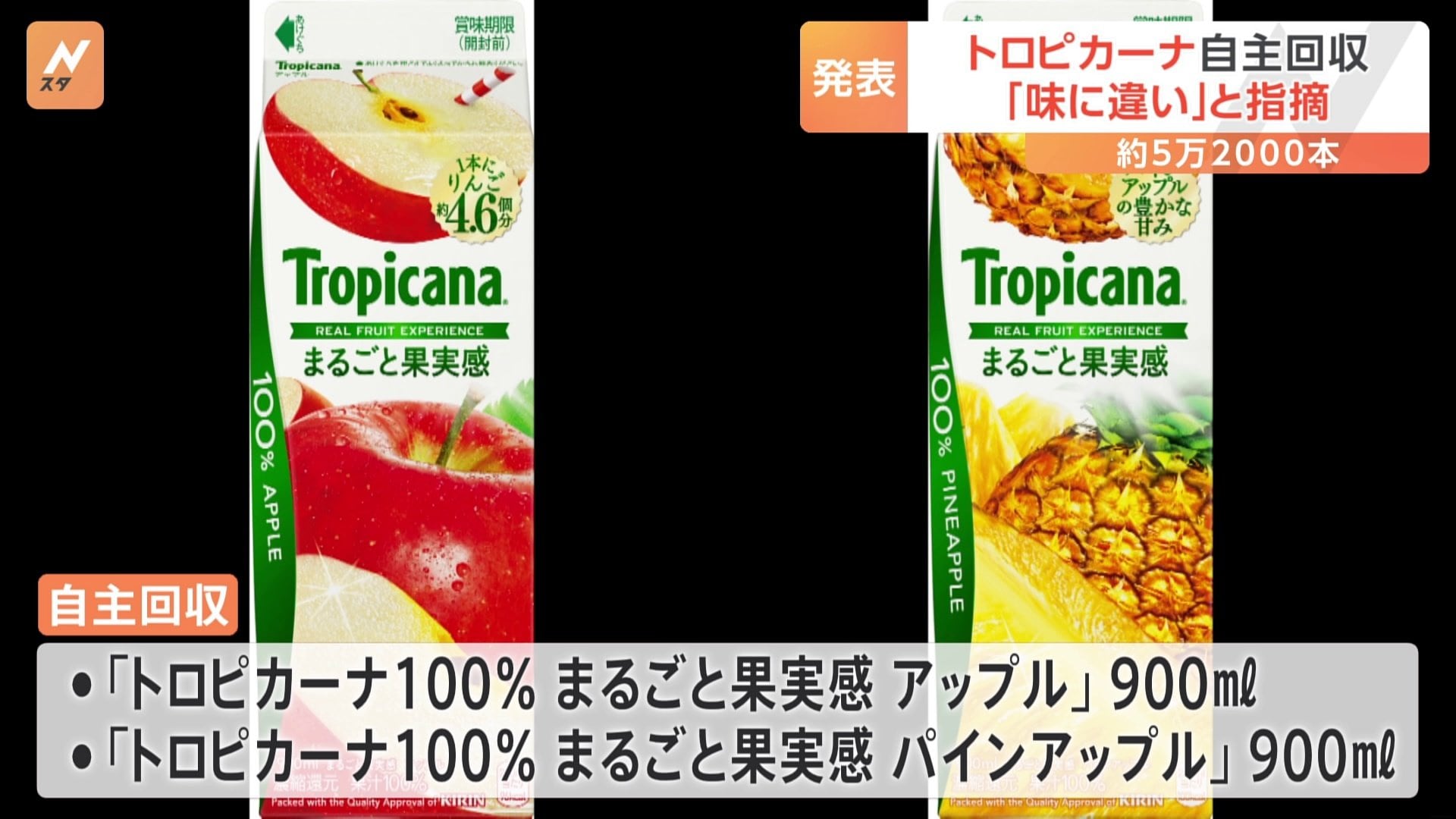 香味不良でトロピカーナの一部商品を自主回収 キリンビバレッジ | TBS