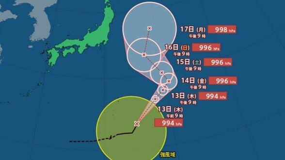 【台風情報】大型の台風17号（ナンカー）強風域650kmを伴い北上　週末15日（土）以降に日本の東へ進路変更か【雨と風のシミュレーション】 　|　富山のニュース｜天気・防災｜チューリップテレビ