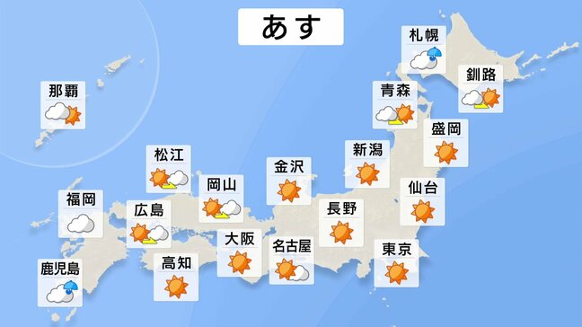 西日本～関東・東北にかけて青空広がる 5月中旬並みの陽気に　夜は九州南部で雨の降りだす所も　東北太平洋側は暴風に警戒【あす12日の天気】|TBS NEWS DIG