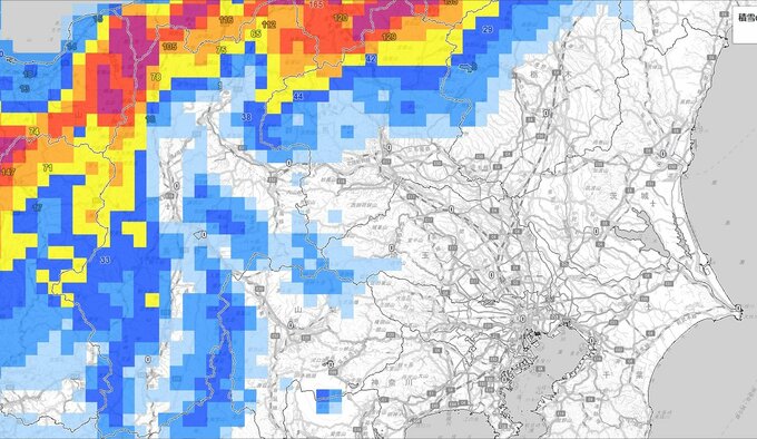 【積雪急増】関東北部・甲信では60㎝の降雪予想　あす明け方まで断続的に強い雪が降り大雪となる見込み【大雪と雨のシミュレーション 13日まで】|TBS NEWS DIG