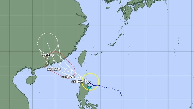 【台風情報】台風12号(ノウル)の勢力と進路を詳しく　今どこに？ 現在時速35kmの速さで西北西へ進む　最大瞬間風速45メートル予想　全国の天気を画像で　気象庁　|　山形のニュース│TUYテレビユー山形