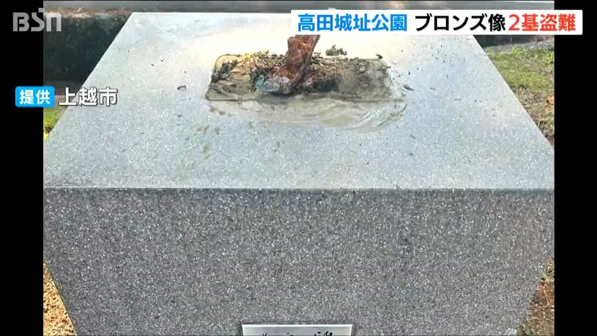 あるものがないから残念」 42年前に設置 高田城址公園のブロンズ像2