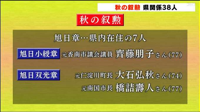 2023年秋の叙勲 高知県関係は38人が受章|TBS NEWS DIG