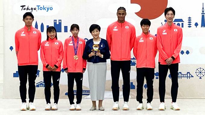 中島佑気ジョセフ「本当に幸せな時間を過ごせた」東京世界陸上代表選手団が小池百合子都知事に表敬訪問|TBS NEWS DIG