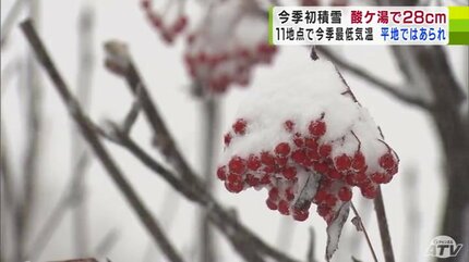 酸ケ湯で今季初積雪「28cm」一夜で“白銀の世界”に 青森空港や平地にも