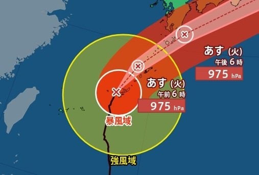 【台風情報】「台風6号(チャンミー)」進路予想　最大瞬間風速45m/s・中心気圧975hPa　飛来物で負傷・走行中のトラック横転のおそれもある猛烈な風…暴風域伴い西日本～東日本に接近へ　気象庁1日20時45分発表【6月6日(土)にかけての雨風シミュレーション】|TBS NEWS DIG