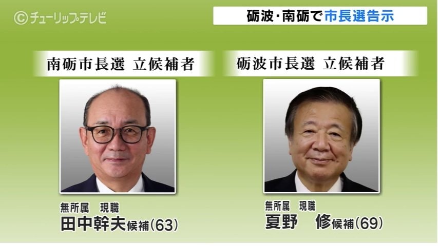 砺波＆南砺ダブル市長選告示 4期目目指す夏野修氏と5期目目指す田中