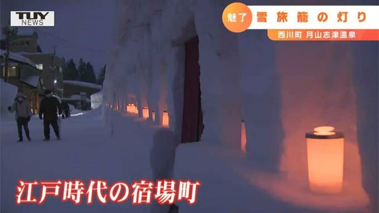 趣きのある雪見灯篭 大津市