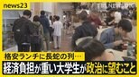 「おにぎりを買うのをためらう」格安応援300円ランチに長蛇の列 「給付型奨学金が打ち切りに…」学食で聞く大学生が政治に望むのは ？各党の教育支援策を比較【news23】|TBS NEWS DIG