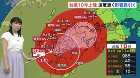 【台風情報】台風10号“自転車並み”速度で九州を横断か　午後に長崎、夜に熊本…影響長引くおそれ　関東も夕方以降は大雨警戒|TBS NEWS DIG