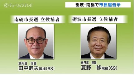 砺波＆南砺ダブル市長選告示 4期目目指す夏野修氏と5期目目指す田中