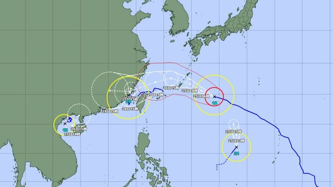 【台風情報】4つの台風…台風18号は最大瞬間風速65メートルで沖縄本島方面へ進む　19・20・21号はあす～あさってごろ熱帯低気圧に変わる見込み　今後の進路予想は？あす以降の全国の天気を画像で　気象庁【進路図で見る】|TBS NEWS DIG