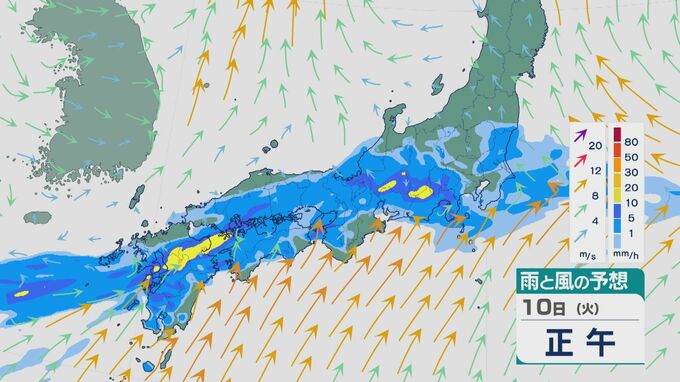 【大雨情報】梅雨前線がかかり10日(火)は九州北部で引き続き大雨に 福岡県、佐賀県、長崎県、大分県、熊本県で「線状降水帯」発生のおそれ 24時間予想雨量は180ミリに  雨と風シミュレーション|TBS NEWS DIG