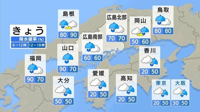 【きょう9/10(水)広島天気】大気の状態 非常に不安定　夜遅くまで局地的な雷雲　浸水害・河川の増水・土砂災害に十分注意　|　RCC NEWS | 広島ニュース | RCC中国放送
