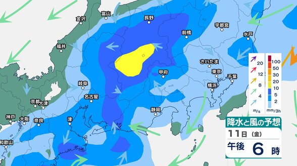 関東甲信地方では11日昼前にかけて雷を伴った激しい雨の降り大雨となるところも…警報級の大雨となる期間や地域が拡大する可能性　|　富山のニュース｜天気・防災｜チューリップテレビ