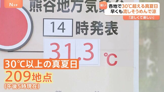 各地で真夏日続出、東京都心7月下旬並みの気温　山梨で34℃ 猛暑日に迫る…季節外れの暑さに「流しそうめん」人気|TBS NEWS DIG