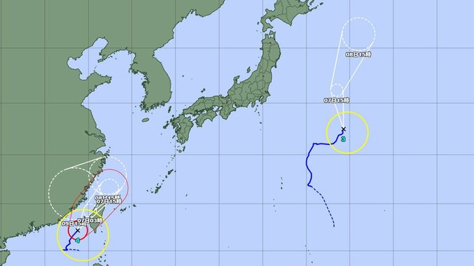 【台風情報】台風3号・4号のダブル台風　今後の進路と勢力を詳しく　日本列島への影響はないか　気象庁発表　|　山形のニュース│TUYテレビユー山形