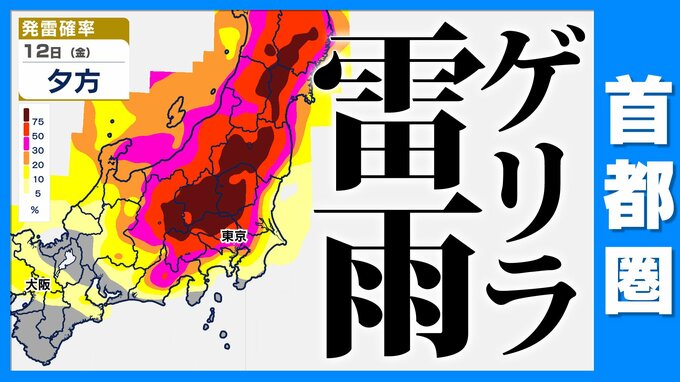 【東京首都圏 ゲリラ雷雨】おそれ　雷雨に注意　寒気流入「傘を必ず」【雨シミュレーション ／ 週間予報】東京・神奈川・埼玉・千葉・群馬・栃木・茨城・山梨・長野|TBS NEWS DIG