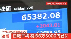 【速報】日経平均 6万5000円を突破 史上最高値を更新　一時2000円以上値上がり　米イラン戦闘終結への期待から| TBS CROSS DIG with Bloomberg