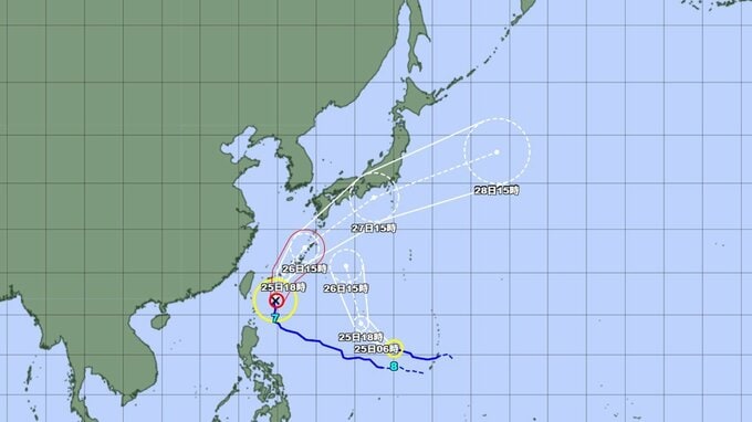 【台風情報】「強い勢力」の台風7号(メーカラー)　25日から26日にかけて沖縄地方に接近か　週末は関東地方に接近の可能性...日本列島横断のおそれ　台風8号の進路予想も　今後の全国の天気を画像で　気象庁【ダブル台風】　　|　山形のニュース│TUYテレビユー山形