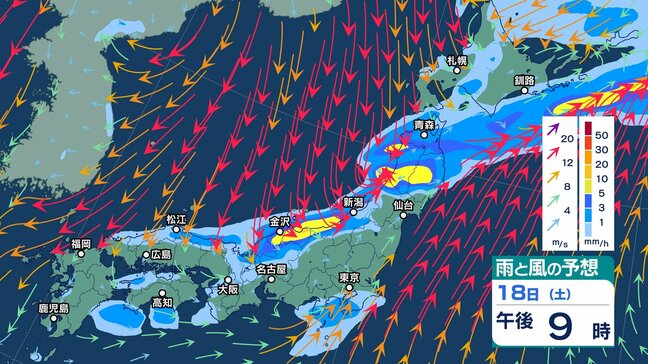 【大雨情報】今週末19日にかけて東日本の日本海側で大雨か　日本海側に“巨大な雨雲”べったり　秋雨前線の活動が活発化で『警報級の大雨』の恐れも…　今後の天気は？【雨風シミュレーション・気象庁最新情報】|TBS NEWS DIG