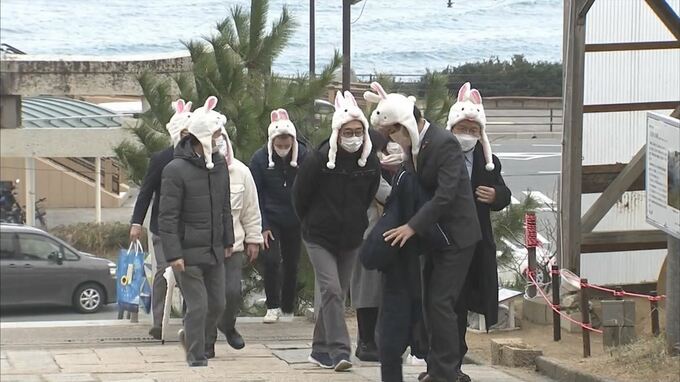 ウサギ帽子の謎の一団現る…誰！？何しに！？兎年で賑わう白兎神社　鳥取県鳥取市　|　BSSニュース | BSS山陰放送
