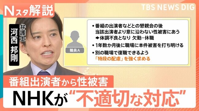 NHK「本件被害が発生したことは痛恨」　番組出演者からの性被害を受けた職員への不適切対応を謝罪　一体何が？【Nスタ解説】|TBS NEWS DIG