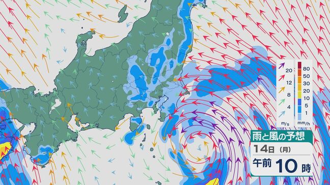 【台風情報】小笠原近海の熱帯低気圧は台風5号(ナーリー)になり14日(月)にかけて関東に接近へ 関東から東北は雨と風にの強まりに注意を 雨と風シミュレーション|TBS NEWS DIG