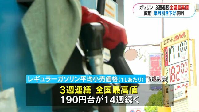 “ガソリン価格194.6円”4週ぶり値下がりも全国最高値　政府は来月から値下げ表明　鹿児島|TBS NEWS DIG