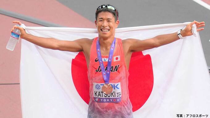 男子35km競歩、勝木隼人が過酷レース乗り越え銅メダル！日本勢メダル第1号、川野将虎は執念の“完歩”で18位【東京世界陸上】|TBS NEWS DIG