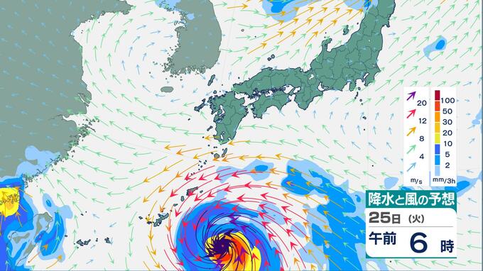 台風18号(ソウデル) まもなく沖縄本島全域が強風域に　中心気圧940 hPa・最大瞬間風速60 m/s…午後には暴風域へ　時速20キロでゆっくり接近【25日あさ発表】　|　長崎のニュース | 天気 | NBC長崎放送