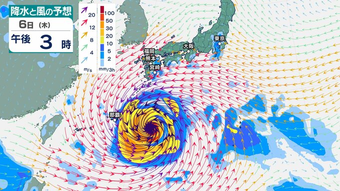 【台風情報】非常に強い勢力の台風13号(ドルフィン)今後の予想　6日には強い勢力で日本の南に　最大瞬間風速は55ｍ予想【6日までの風雨のシミュレーション】|TBS NEWS DIG