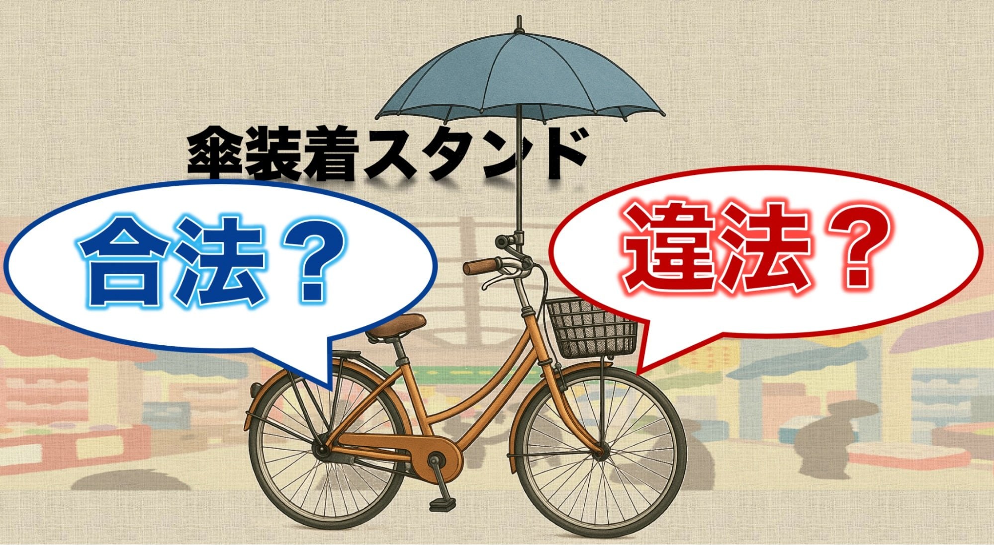 nubrella  手ぶら　傘　自転車　　傘差し運転が交通違反  東京　Uber 自転車傘さし運転は反則金5,000円へ では固定の傘スタンドは？【TBS