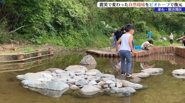 子どもたちが水辺の生き物たちの隠れ家作り 東日本大震災の津波で失われた自然環境を人の手で復元 自然に近い形でビオトープ 岩手・釜石市|TBS NEWS DIG