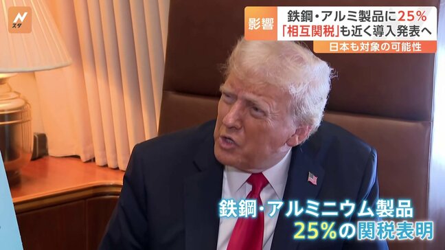 トランプ氏 “鉄鋼・アルミ製品に25％関税”表明 「相互関税」も近く導入発表へ　日本も対象の可能性|TBS NEWS DIG
