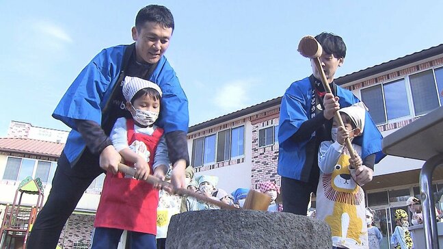 幼稚園で伝統の餅つき体験　園児150人が25キロつき、新年の準備　大分市|TBS NEWS DIG