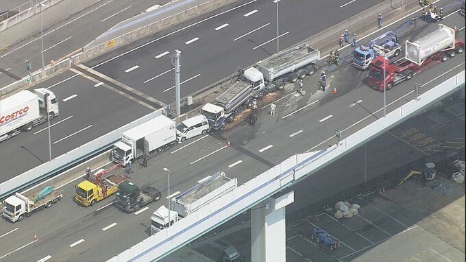 阪神高速湾岸線・住吉浜出口付近でダンプカーがタンクローリーに追突か　計7台が絡む事故　けが人複数　|　MBSニュース | 関西の最新ニュースを分かりやすく。